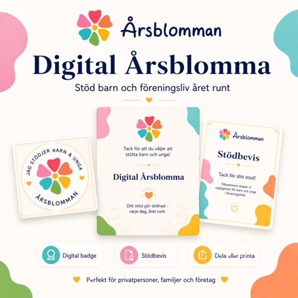 Årsblomman, stöd idrottsföreningar, lag och klasser med ett digitalt stödbevis